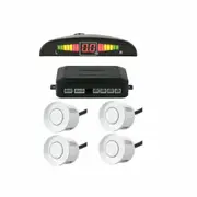4 Parking White Sensors LED Car Backup Reverse Rear Radar System Alert Alarm Kit