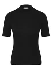 FRIEND OF AUDREY | The Tencel Wool Short Sleeve Top in Black | The UNDONE