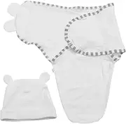 Yardwe 2Pcs Newborn Swaddle Wrap Sleep Sack and Hat Lovely Design for Boy Girl Easy to Wear and Clean for Travel and Everyday Use