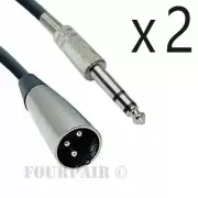 2 Pack - 50ft XLR 3-Pin Male to 1/4" Stereo TRS Shielded Microphone Mic Cable
