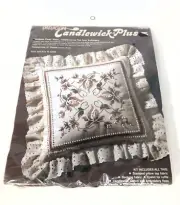 Paragon Candlewick Plus Embroidery 0109 Jacobean Floral Pillow Square NOS 1982