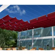 E&K Retractable Pergola Canopy Cover Waterproof Awning Deck Garden Yard Pool Red