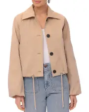 Bagatelle Button Front Cropped Trench Jacket