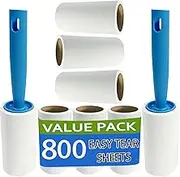 Lint Rollers for Pet Hair, Extra Sticky Roller 800 Sheets, Lint Remover for Couch, Clothes Furniture and Carpet Dog Hair Remover Cat Hair, Animal Fur, Fuzz. 8 Large Rollers + 2 Reusable Handles