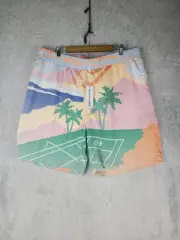 Sergio Tacchini Shorts Mens 3XL Multicolor Deep Mint Palm Beach Swim Trunks Mesh