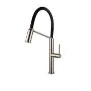 CORI Pull Down Kitchen Mixer Tap - Brushed Nickel with Black Silicone