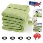 Handmade Chunky Knit Knitted Weighted Blanket, 50" x 75", 20 lbs in Light Green