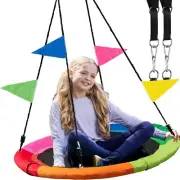 40" Multicolor Playful Fabric Disc Tree Swing