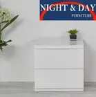 Fully constructed Bali 2 Drawer Bedside chest Table white extension runners