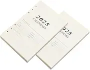 Tofficu 2 Sets 2025 Loose Leaf Paper Diary Refill A5 Planner Inserts Notebook Replacement Paper 6-Holes Notepad Paper Notebook Insert Paper Appointment Notepad Punched Paper Refills Beige