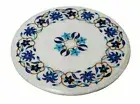 13 Inches Marble Coffee Table Top Semi Precious Stone Inlay Sofa Side Table