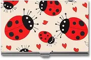 [VFMKT] Slim Metal Business Card Holder Portable Business Card Case Pocket Name Card Holder Ladybug Wallet for Men Women Office Travel, style, One Size