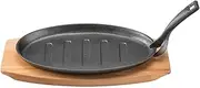 Pyrolux 11861 PyroCast Sizzle Plate with Maple Tray, 27 x 18 cm, Black