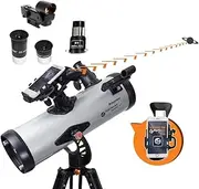[Celestron] 22452 StarSense Explore LT114AZ Newtonian Reflector Telescope with Smartphone App-Enabled Technology - Includes Two Eyepieces, 2X Barlow Lens, Phone Dock and Height-Adjustable Tripod, Black