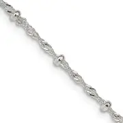 14 Inch Sterling Silver 2.5mm Singapore W/ Beads Chain