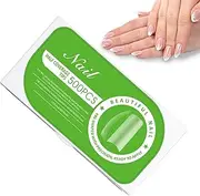 Clear Nail Tips | Square Long Soft Gel Nail Tips 500x - Pre-Buff Break Resistant Reusable Nail Extensions for Home Salon