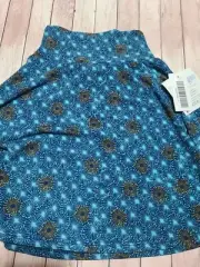 NWT LuLaRoe Kids AZURE Skirt Size 2 Solid Blue Dandelion Floral Print