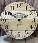 Joseph Tyler Co 24” Non Ticking Rustic Farmhouse White Battery Wall Clock - NEW