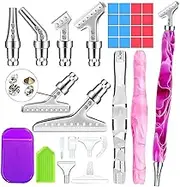Diamond Painting Pen Kit Stainless Steel Metal Pen Tips Kits(34pcs),3pcs Diamond Art Pens 5D Diamond Painting Tools for DIY 5D Diamond Painting