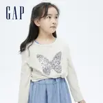 GAP 女童裝 可愛翻轉亮片長袖T恤-灰色(714168)