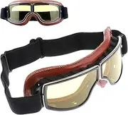 Motorcycle Goggles, Anti-Uv Comfortable Safe Hd Adjustable Vintage Motorcycle Glasses for Men and Women, Ideal for Outdoor Sports and Riding, Goggles