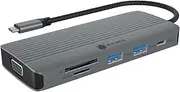 ICY BOX USB-C Docking Station (10-in-1) with 1x HDMI (4k 60Hz), 1x VGA (2k 60Hz), 3X USB-A, 1x USB-C, SD/microSD Card Reader, Gigabit Ethernet, 100W Power Delivery, Aluminium Housing, IB-DK4040a-CPD