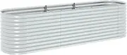 vidaXL Garden Raised Bed in Silver, Spacious Galvanised Steel Planter for Outdoor Gardening at Home - 320x80x81 cm