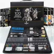 Ultimate 100-Piece Drawing Set with Graphite, Charcoal & Metallic Pencils