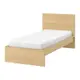 IKEA 單人床框 高床頭板, 實木貼皮, 染白橡木/luröy