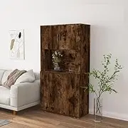 Highboard Smoked Oak Engineered Wood, Wall-Mounted Storage Cabinet for Hallway, Modern Buffet Display Furniture