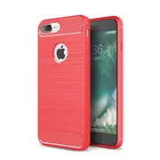 MCC Slim iPhone 8 Plus 7 Pls Carbon Fibre Soft Case Cover Apple 8+ 7+ [Red]