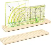 2 Piece Wooden Quilting Ruler Holder Organizer - 5 Slot Grids Ruler Rack for Quilting and Sewing, Ideal for Home Office Desk Storage(Wood Color)