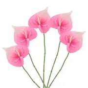 5Pcs 13" Artificial Anthurium Lily Flowers Floral Bouquet Decor, Light Pink