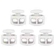 5pcs Cord Lock Double Hole Spring Toggle Stopper for Drawstring, White