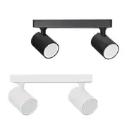 Spot Indoor Surface Mounted Bar LED Spot Light 2xGU10 w/ Adjustable Heads in Matte Black or Matte White