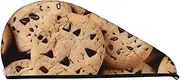 GDSHJKLW Cookies Food Chocolate Chip Biscuits Drying Hair Caps Super Absorbent Soft Hair Drying Towel Quick Dry Coral Velvet Hair Drying Cap Hair Turban for Women Wet Hair Long Thick Hair