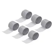 6pcs Crepe Paper Streamer 32ft Long 1.37 Inch Wide, Silver Tone