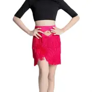 Girl Layered Tassel Fringe Latin Dance Skirt Mini Ballroom Salsa Rumba Dancewear