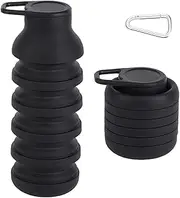 Doiyislem Folding Cup, Silicone Cup - 600 ml Foldable Silicone Drinking Bottle with Lid Reusable Food Safe for Cruises Camping Outdoor Hiking Jogging Cycling Plane Walks