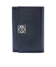 Puffer Anagram small vertical wallet in shiny nappa calfskin One size Deep Navy Blue