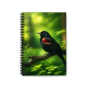 Spiral Notebook Ruled Line Red Winged Blackbird in Natural Environment Design 4