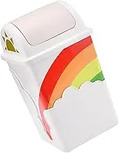 TINEASUR 1pc Children's Room Trash Can Cartoon Garbage Can Garbage Holder Waste Bucket Paper Basket Rainbow Pattern Ash-bin Rainbow Garbage Can Rainbow Waste Bin Covered Waste Bin