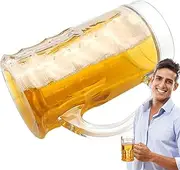 Fake Beer Glass - Double Layer Funny Pitcher - Dishwasher Safe Funny Joke Gift for Men and Women