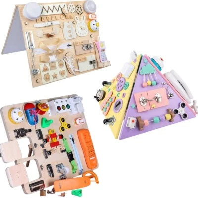 Montessori Busy Board for Toddlers Wooden Sensory Board for Fine Motor Skills