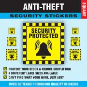 Shop Security Protected Stickers Sticky Swing Tag Labels Seals - 4 Sizes