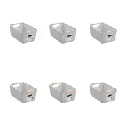 6PK Boxsweden Mesh Plastic Basket Wood Handle Medium 31x20x14cm Assorted