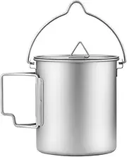 Pot 750Ml Ultralight Portable Hanging Pot with Lid and Foldable Handles Camping Hiking Backpacking