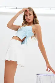 Blue Singlet Straps Ties Details Jersey - Size L, Women's Singlet