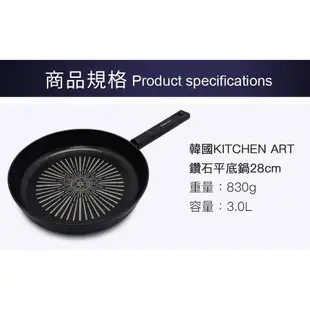 【韓國Kitchen Art】60週年紀念款鑽石不沾平底鍋28cm