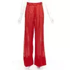 OLD CELINE Phoebe Philo red sheer solid seam wide leg pants FR36 S